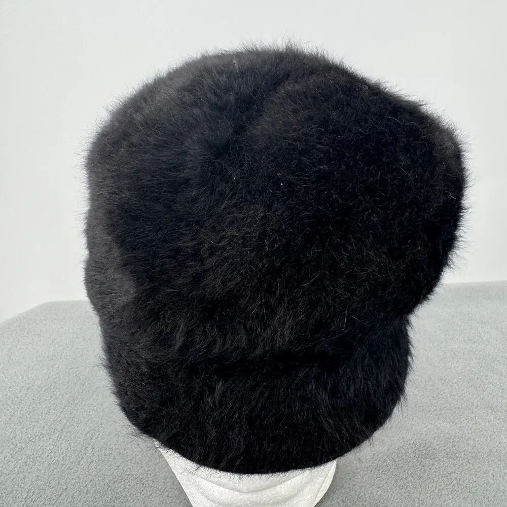 Kangol Heritage Furgora Wendy Black Angora Blend Fuzzy Cap Hat One Size